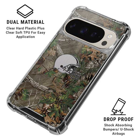 NFL Cleveland Browns Realtree Xtra Green Camo Pixel 9/9 Pro Clear Case
