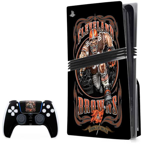 Liquid Blue NFL Cleveland Browns Running Back PS5 Pro Disk Bundle Skin