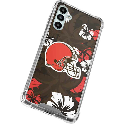 NFL Cleveland Browns Tropical Print Galaxy A13 5G Clear Case
