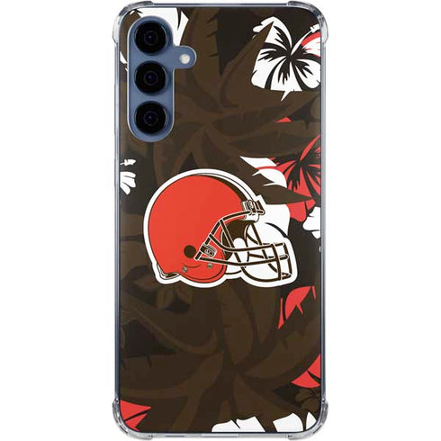 NFL Cleveland Browns Tropical Print Galaxy A35 5G Clear Case