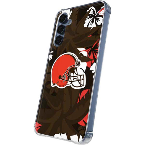 NFL Cleveland Browns Tropical Print Galaxy A55 5G Clear Case