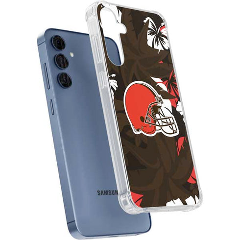 NFL Cleveland Browns Tropical Print Galaxy A55 5G Clear Case