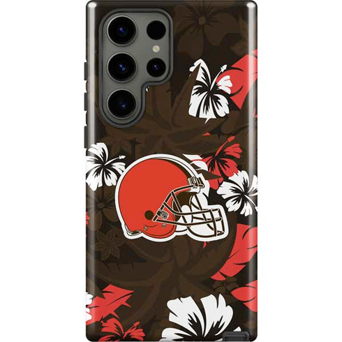 NFL Cleveland Browns Tropical Print Galaxy S23 Ultra Pro Case