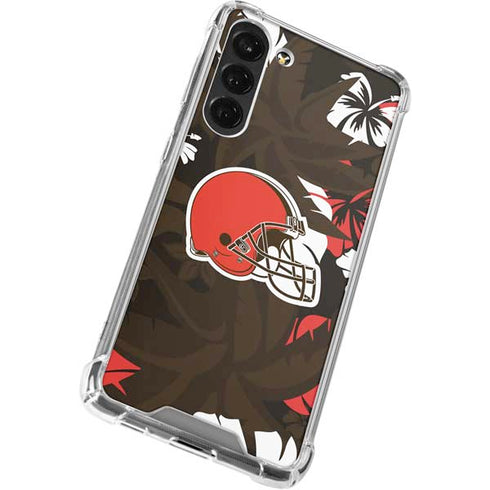 NFL Cleveland Browns Tropical Print Galaxy S24 FE Clear Case