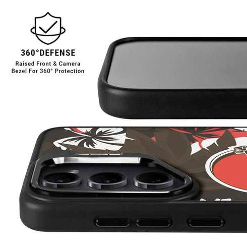 NFL Cleveland Browns Tropical Print Galaxy S25 Plus Kickstand Case