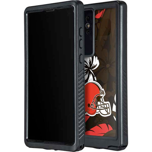 NFL Cleveland Browns Tropical Print Galaxy S24 Ultra Waterproof Case