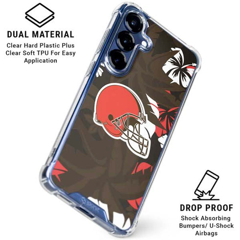 NFL Cleveland Browns Tropical Print Galaxy S25 Plus Clear Case