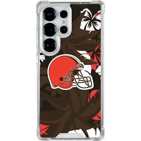 NFL Cleveland Browns Tropical Print Galaxy S25 Ultra Clear Case