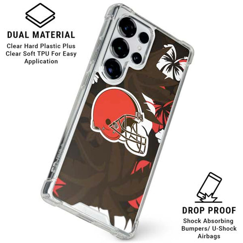NFL Cleveland Browns Tropical Print Galaxy S25 Ultra Clear Case