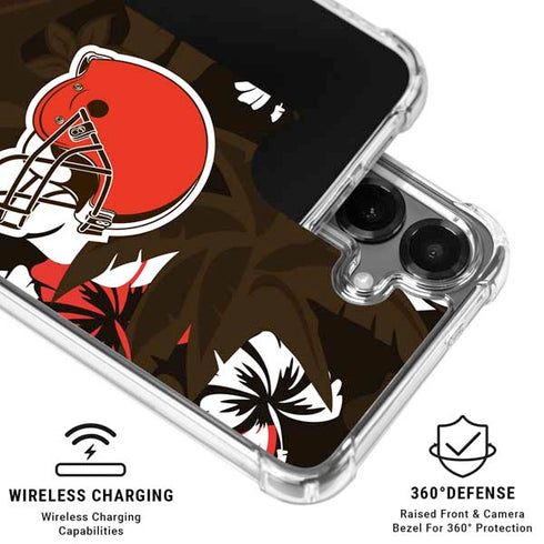 NFL Cleveland Browns Tropical Print Galaxy S26 Plus Clear Case