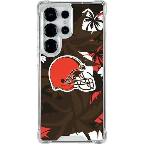 NFL Cleveland Browns Tropical Print Galaxy S26 Ultra Clear Case