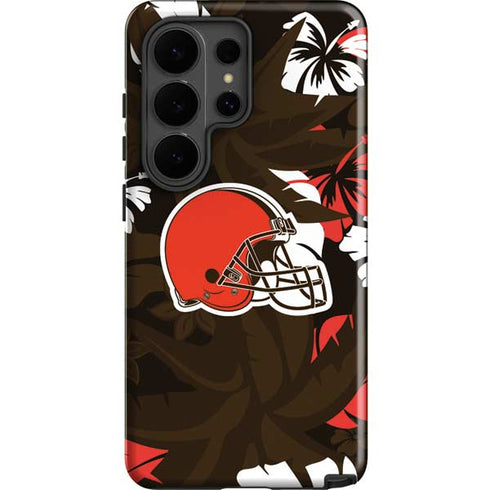 NFL Cleveland Browns Tropical Print Galaxy S26 Ultra Impact Case