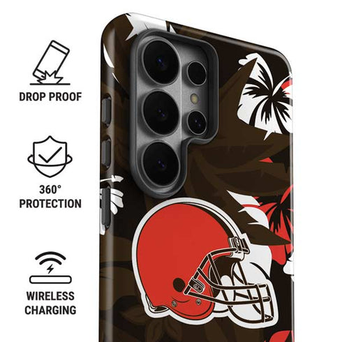 NFL Cleveland Browns Tropical Print Galaxy S26 Ultra Impact Case