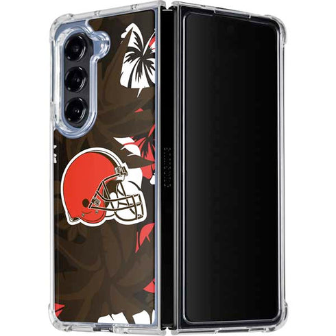 NFL Cleveland Browns Tropical Print Galaxy Z Fold5 5G Clear Case