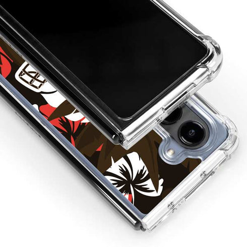 NFL Cleveland Browns Tropical Print Galaxy Z Fold5 5G Clear Case