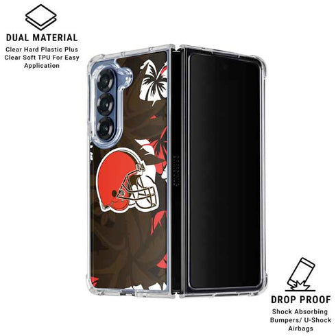 NFL Cleveland Browns Tropical Print Galaxy Z Fold6 Clear Case