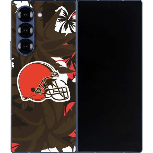 NFL Cleveland Browns Tropical Print Galaxy Z Fold6 Skin