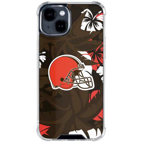 NFL Cleveland Browns Tropical Print iPhone 15 Clear Case