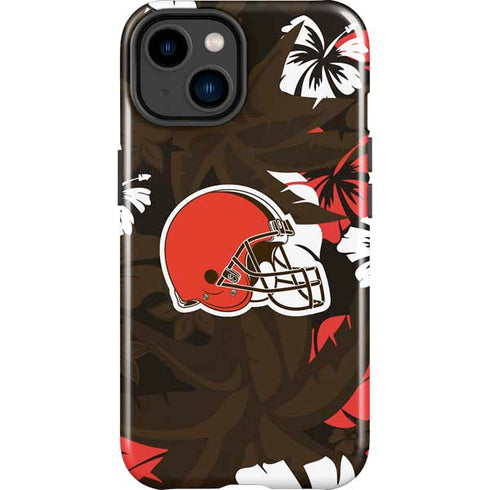 NFL Cleveland Browns Tropical Print iPhone 15 Impact Case