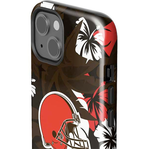 NFL Cleveland Browns Tropical Print iPhone 15 Impact Case