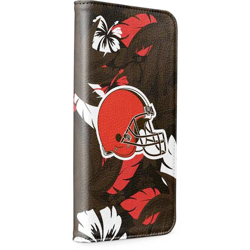 NFL Cleveland Browns Tropical Print iPhone 15 Plus Folio Case