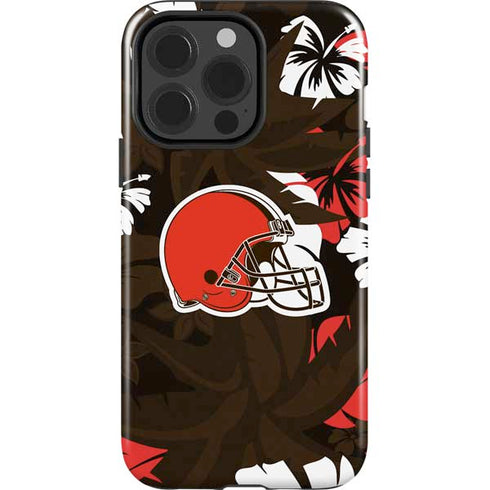 NFL Cleveland Browns Tropical Print iPhone 15 Pro Impact Case