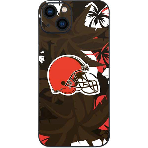 NFL Cleveland Browns Tropical Print iPhone 15 Skin