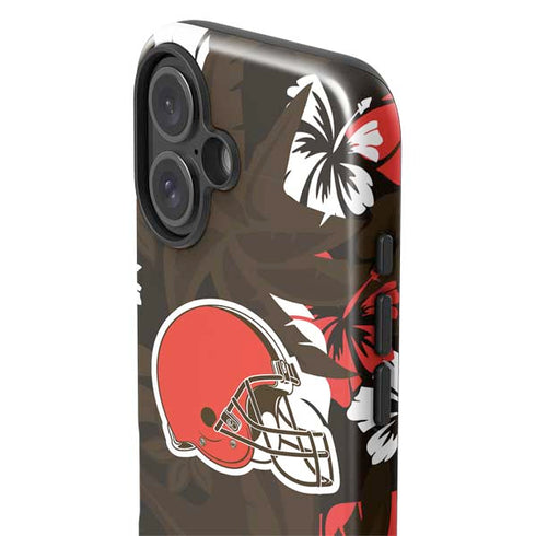 NFL Cleveland Browns Tropical Print iPhone 16 Impact Case
