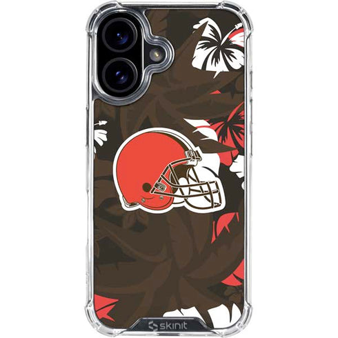 NFL Cleveland Browns Tropical Print iPhone 16 Plus Clear Case