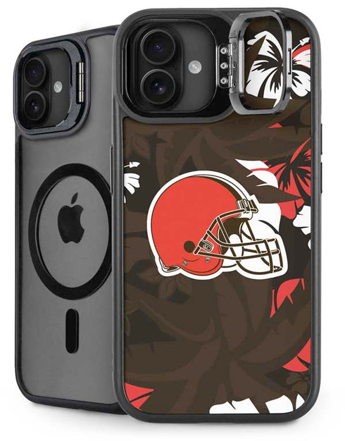 NFL Cleveland Browns Tropical Print iPhone 16 Plus Kickstand Case