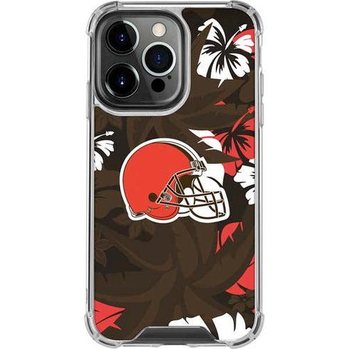 NFL Cleveland Browns Tropical Print iPhone 16 Pro Max Clear Case