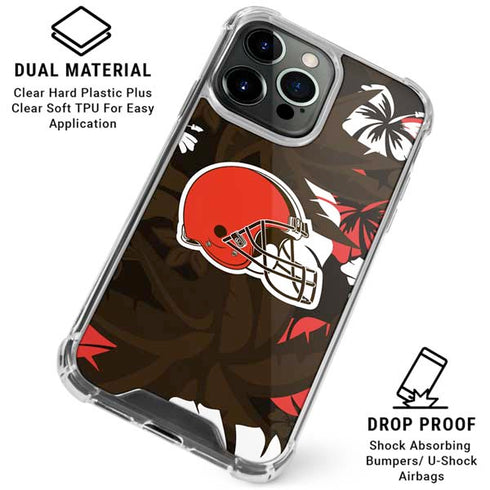 NFL Cleveland Browns Tropical Print iPhone 16 Pro Max Clear Case