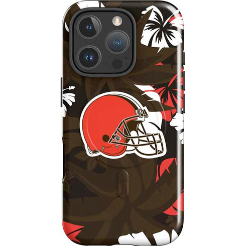 NFL Cleveland Browns Tropical Print iPhone 16 Pro Max Magsafe Impact Case