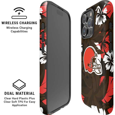 NFL Cleveland Browns Tropical Print iPhone 16 Pro Max Magsafe Impact Case