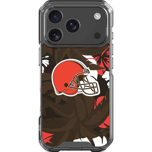 NFL Cleveland Browns Tropical Print iPhone 18 Pro Clear Case