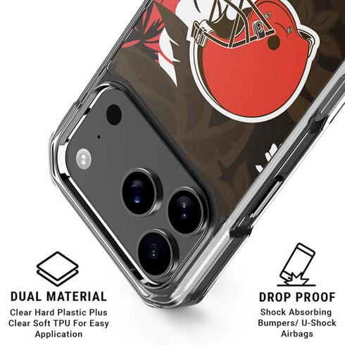 NFL Cleveland Browns Tropical Print iPhone 18 Pro Clear Case