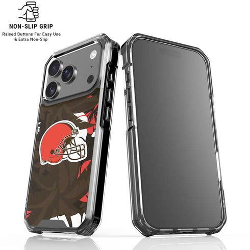 NFL Cleveland Browns Tropical Print iPhone 18 Pro Clear Case