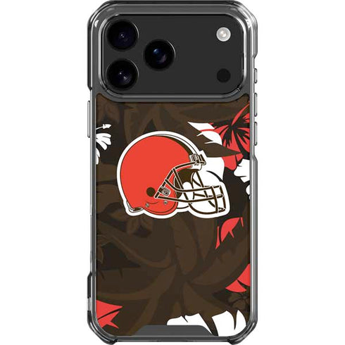 NFL Cleveland Browns Tropical Print iPhone 18 Pro Max Clear Case