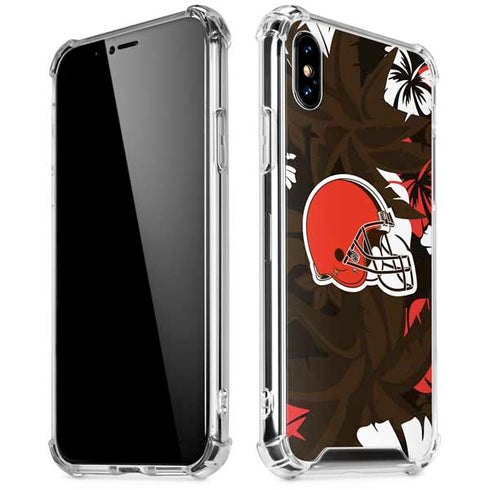 NFL Cleveland Browns Tropical Print iPhone X/XS Clear Case