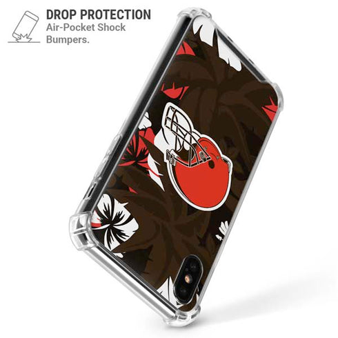 NFL Cleveland Browns Tropical Print iPhone X/XS Clear Case