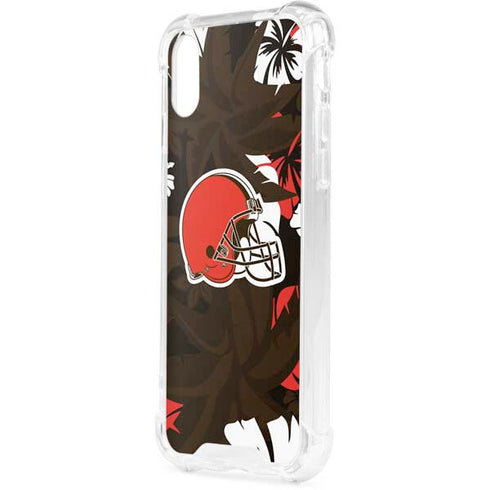 NFL Cleveland Browns Tropical Print iPhone XS Clear Case
