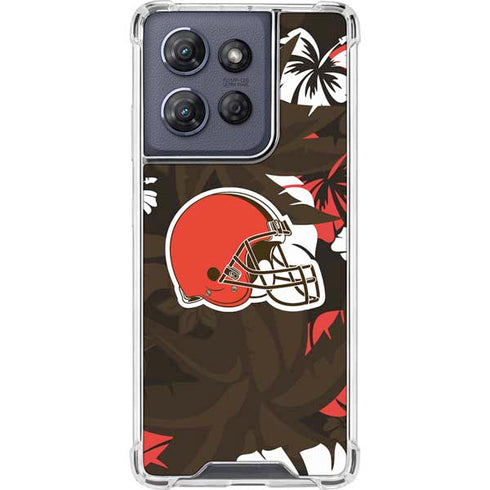 NFL Cleveland Browns Tropical Print Moto G 5G (2025) Clear Case