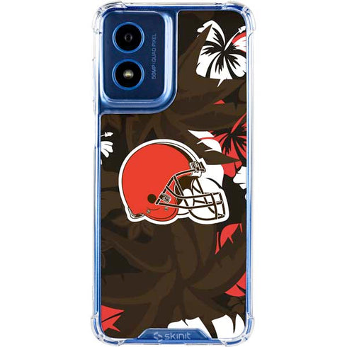 NFL Cleveland Browns Tropical Print Moto G 5G (2024) Clear Case