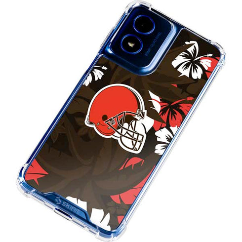 NFL Cleveland Browns Tropical Print Moto G Play 4G (2024) Clear Case