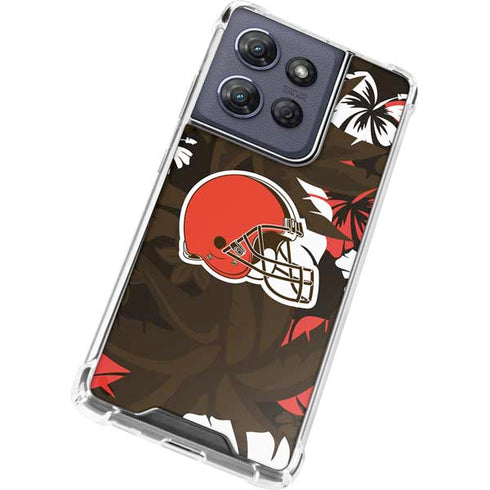 NFL Cleveland Browns Tropical Print Moto G Play 5G (2025) Clear Case