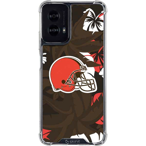 NFL Cleveland Browns Tropical Print Moto G Power 5G (2024) Clear Case