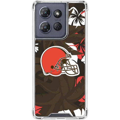 NFL Cleveland Browns Tropical Print Moto G Stylus 5G (2025) Clear Case