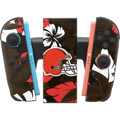 NFL Cleveland Browns Tropical Print Nintendo Switch 2 (2025) Joy-Con Controller Skin