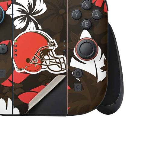 NFL Cleveland Browns Tropical Print Nintendo Switch 2 (2025) Joy-Con Controller Skin