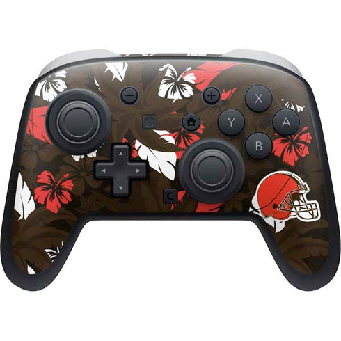 NFL Cleveland Browns Tropical Print Nintendo Switch 2 (2025) Pro Controller Skin